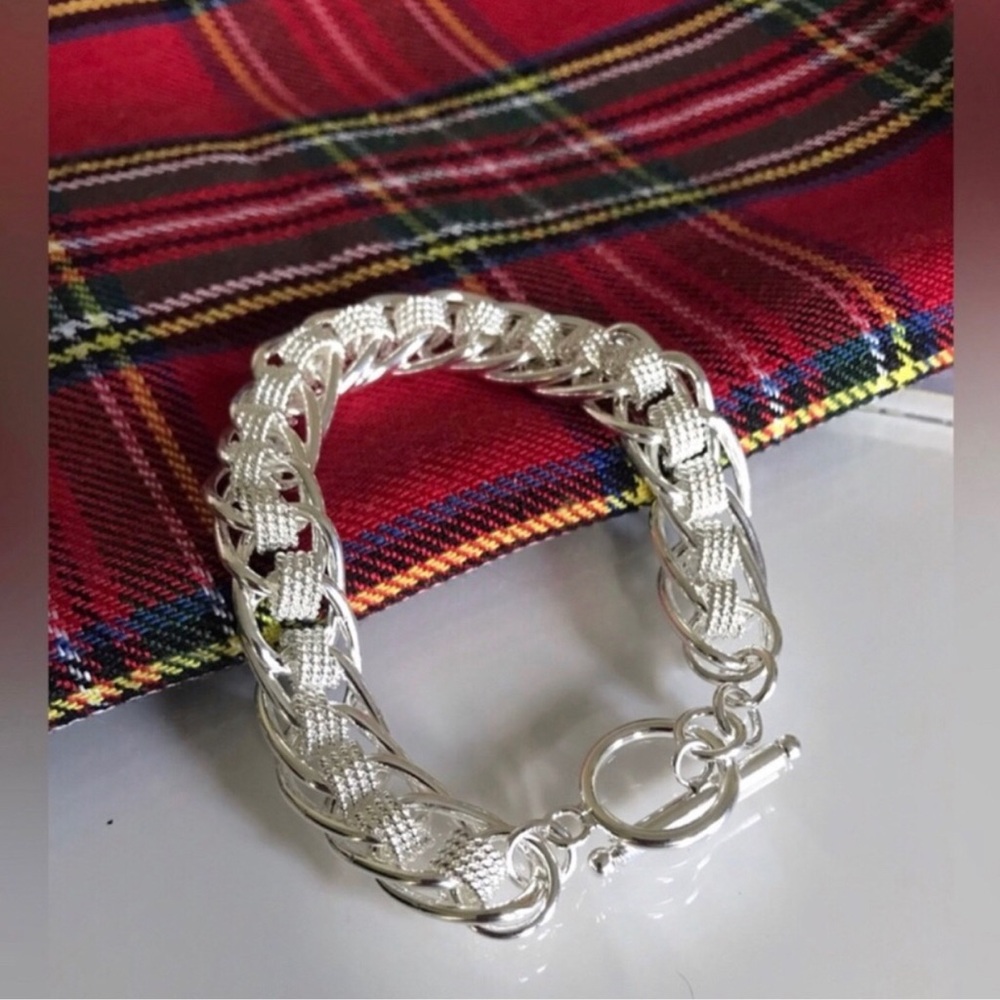 Sterling Silver Braided Toggle Bracelet